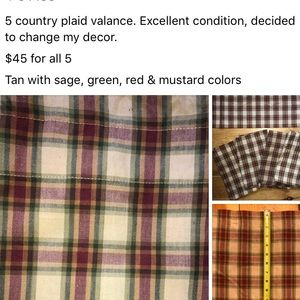5 Country Plaid Valances